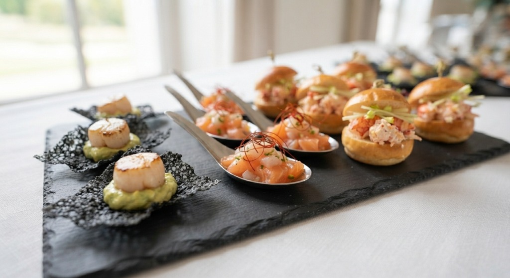 Amuse-Bouche Cuillères Gourmandes et Mini Rolls Homard