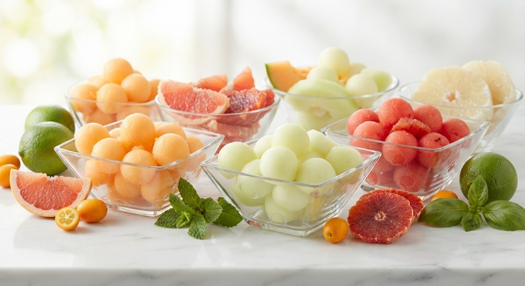 Coupelles Billes de Melon et Agrumes Frais