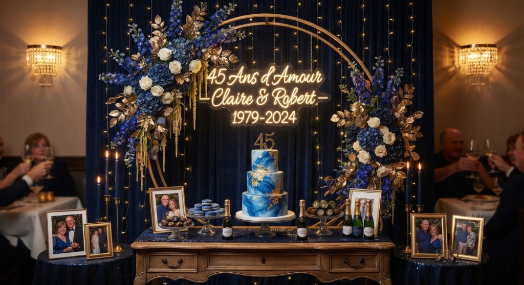 Anniversaire 45 ans Bleu Royal et Néon