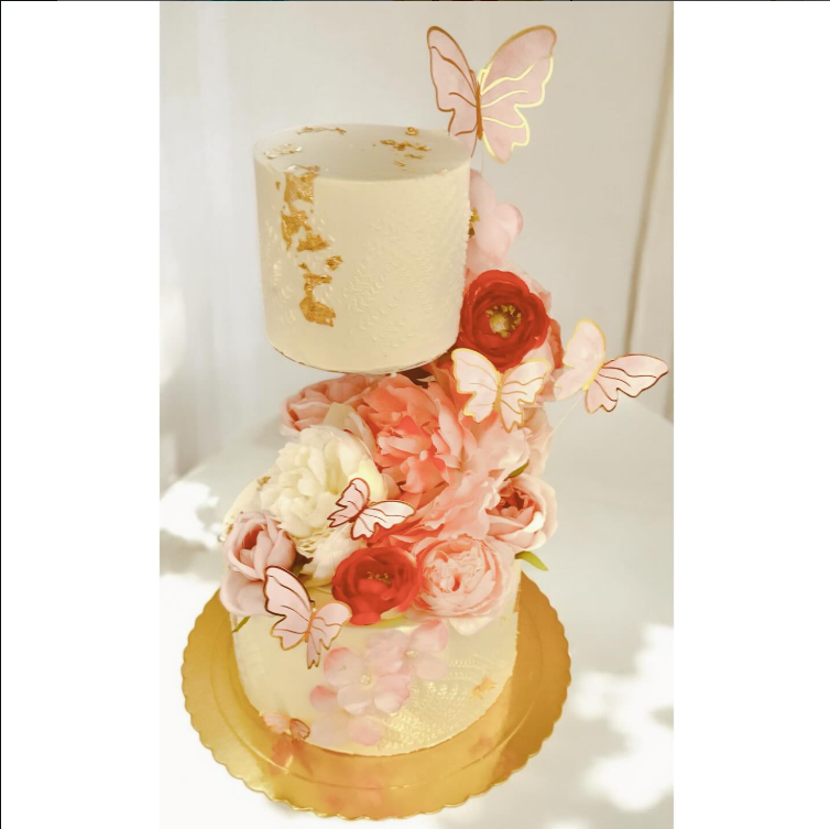 Gâteau Suspendu Gravity Pivoines et Papillons