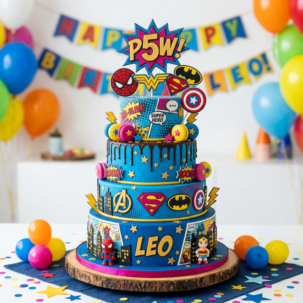 Gâteau Super-Héros 3D Comic Book Multi-Étagères