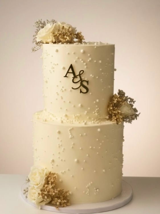 Pièce Montée Mariage Perles et Monogramme A&S